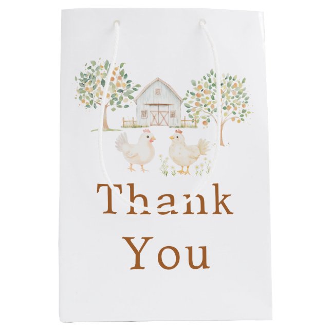 Sac Cadeau Moyen Baby shower de ferme mignonne (Devant)