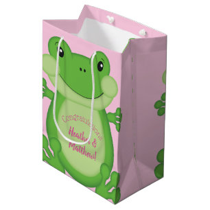 Sac Cadeau Moyen Baby shower de grenouille rose