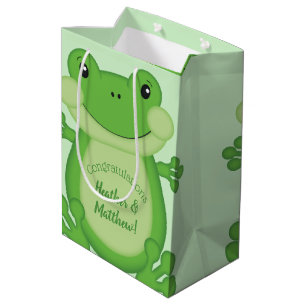 Sac Cadeau Moyen Baby shower de grenouille vert