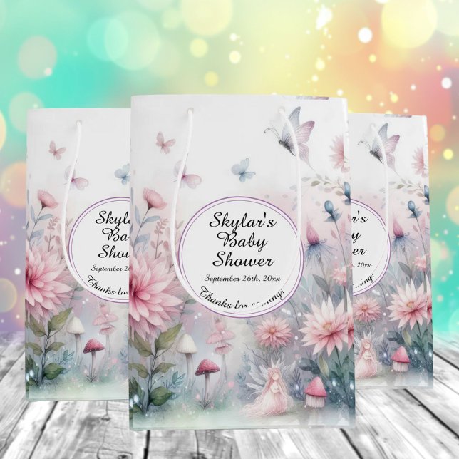 Sac Cadeau Moyen Baby shower de jardin de fées (Créateur téléchargé)
