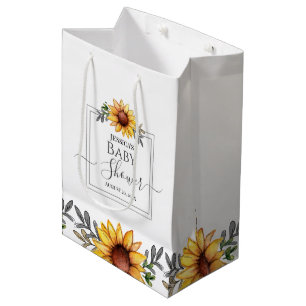 Sac Cadeau Moyen Baby shower de tournesol aquarelle