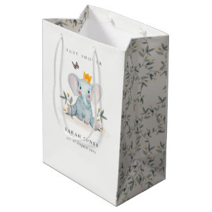 Sac Cadeau Moyen Baby shower d'éléphant de fermentation mignon en b