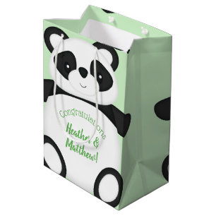 Sac Cadeau Moyen Baby shower Ours Panda Vert