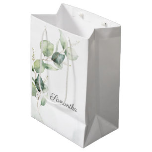 Sac Cadeau Moyen Baby shower végétal Eucalyptus