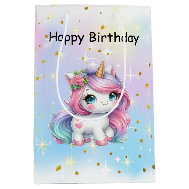 Sac Cadeau Moyen Baby Unicorn Birthday Bag (Devant)