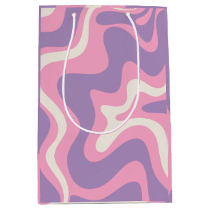 Sac Cadeau Moyen Balayage liquide rétro Super rose violet Abstrait