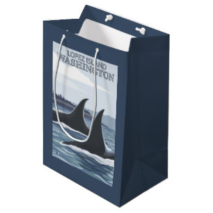 Sac Cadeau Moyen Baleines #1 - Lopez, Washington d'orque