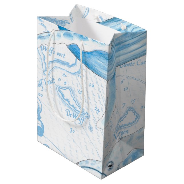 Sac Cadeau Moyen Baleines bleues Famille Blanc (Dos Angle)