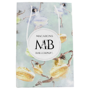 Sac Cadeau Moyen Ballerinas et Macarons Pastel Aquarelle