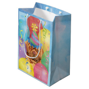 Sac Cadeau Moyen Ballons d'anniversaire Dogue de Bordeaux