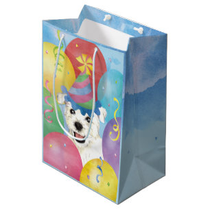 Sac Cadeau Moyen Ballons d'anniversaire Westie Sac-cadeau moyen