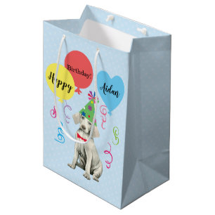 Sac Cadeau Moyen Ballons de fête d'anniversaire Weimaraner Sac-cade