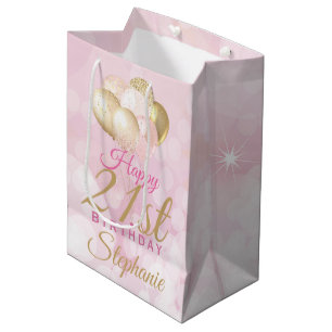 Sac Cadeau Moyen Ballons glamour du 21e anniversaire