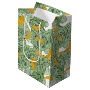 Sac Cadeau Moyen Banane tropicale moderne Motif vert