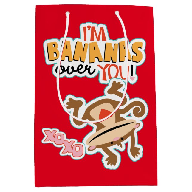 Sac Cadeau Moyen Bananes sur vous singe Valentine (Devant)