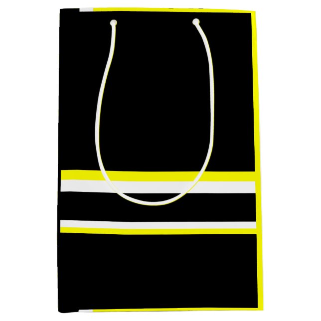 Sac Cadeau Moyen Bandes blanches et grises noires (Devant)