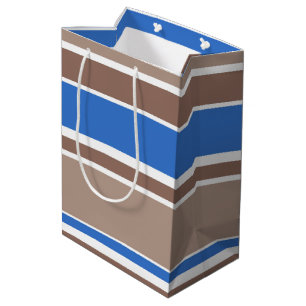 Sac Cadeau Moyen Bandes Brown et bleues