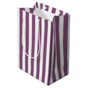 Sac Cadeau Moyen Bandes de bonbons mauves et blanches