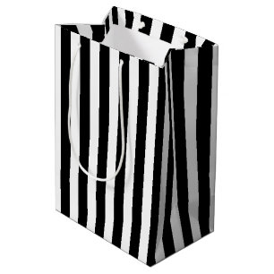 Sac Cadeau Moyen Bandes de bonbons noir et blanc