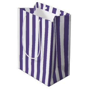 Sac Cadeau Moyen Bandes de bonbons ultra violettes et blanches