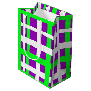 Sac Cadeau Moyen Bandes d'entrelacement noir vert pourpre