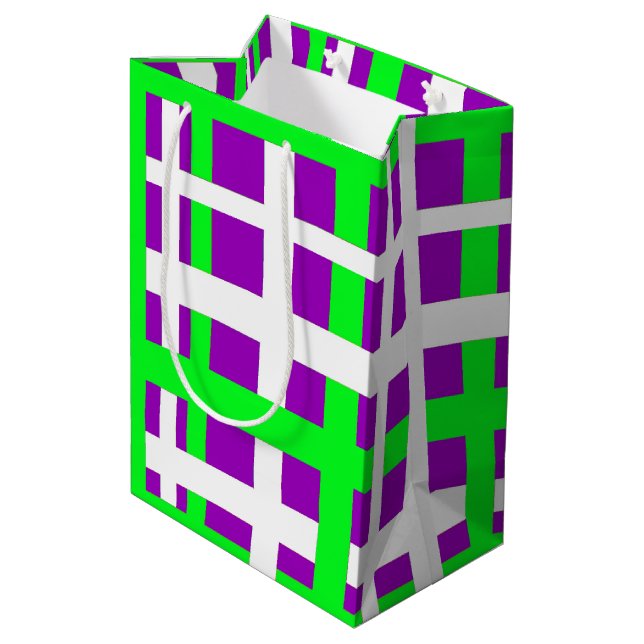 Sac Cadeau Moyen Bandes d'entrelacement noir vert pourpre (Dos Angle)