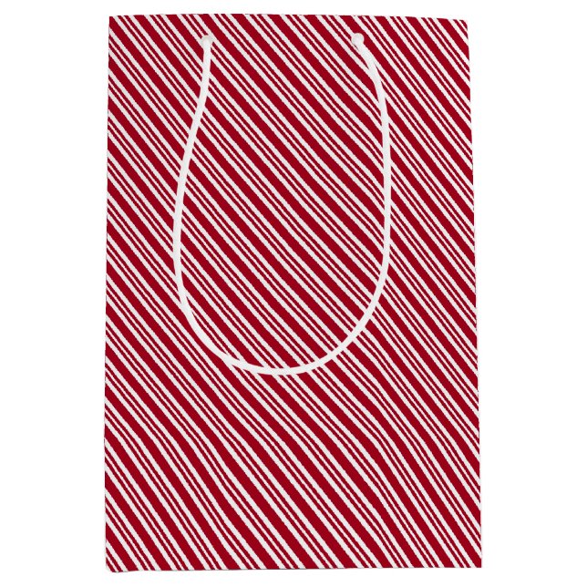 Sac Cadeau Moyen Bandes rouges et blanches (Devant)
