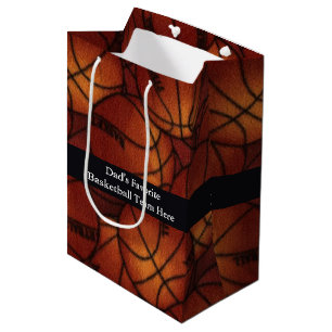 Sac Cadeau Moyen Basket-balls sur la flanelle