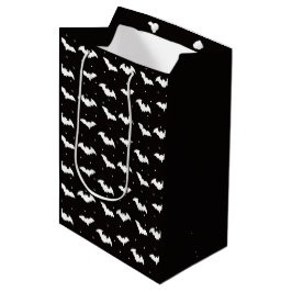 Sac Cadeau Moyen Bats noirs et blancs Halloween noir