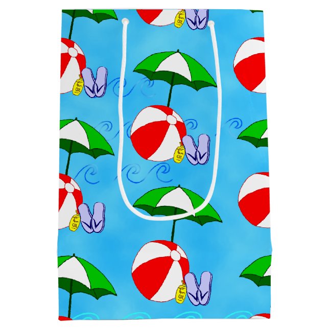 Sac Cadeau Moyen Beach Ball Pool Jouets Motif été (Dos)