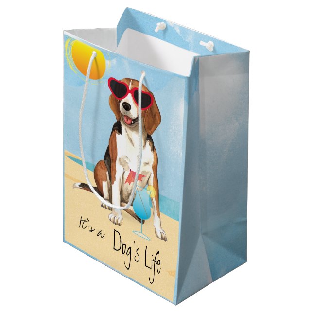 Sac Cadeau Moyen Beagle d'été (Devant Angle)