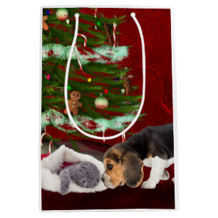 Sac Cadeau Moyen Beagle et Noël vilain de minou