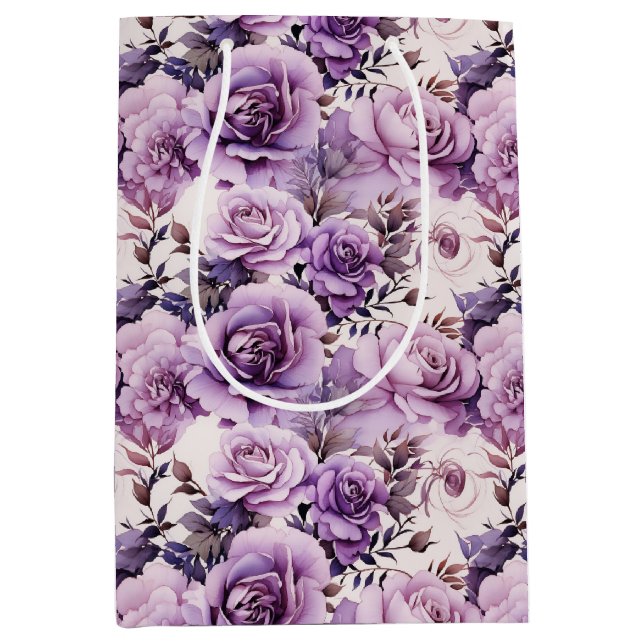 Sac Cadeau Moyen Beau Fleurs sauvages violets (Devant)