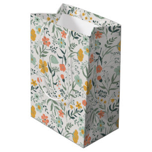 Sac Cadeau Moyen Beau motif botanique floral
