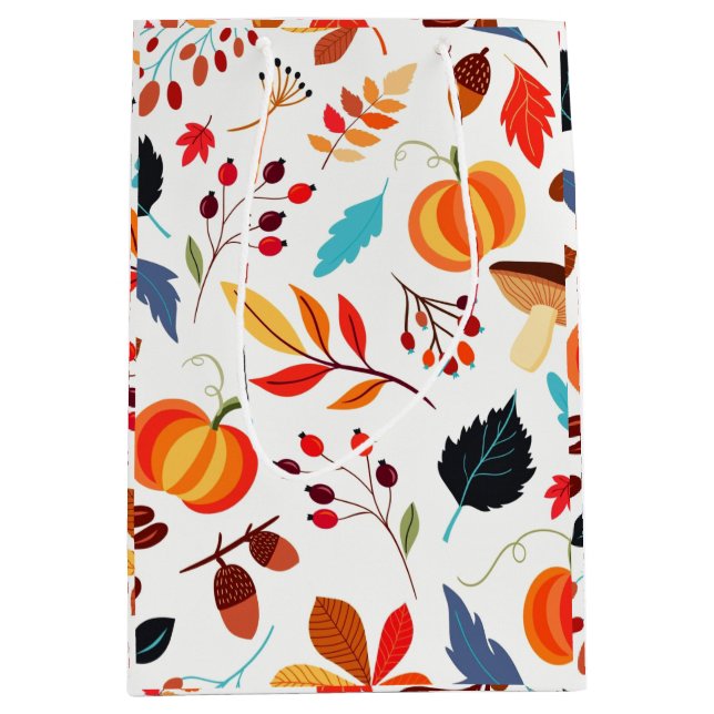Sac Cadeau Moyen Beau Motif d'automne (Devant)