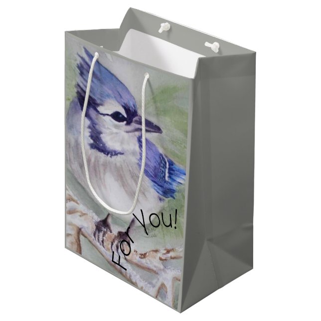 Sac Cadeau Moyen Beau Oiseau Bleu (Devant Angle)