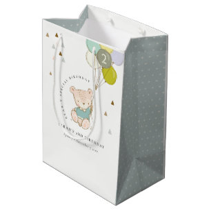 Sac Cadeau Moyen Beau Ours Bleu Aqua Quel Âge Anniversaire
