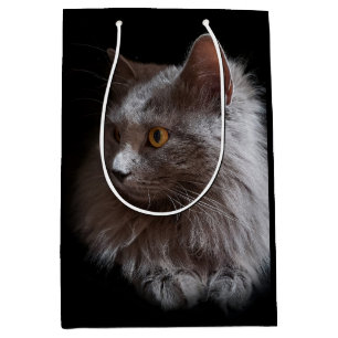 Sac Cadeau Moyen Beau Russe Blue Grey Chat Nebelung