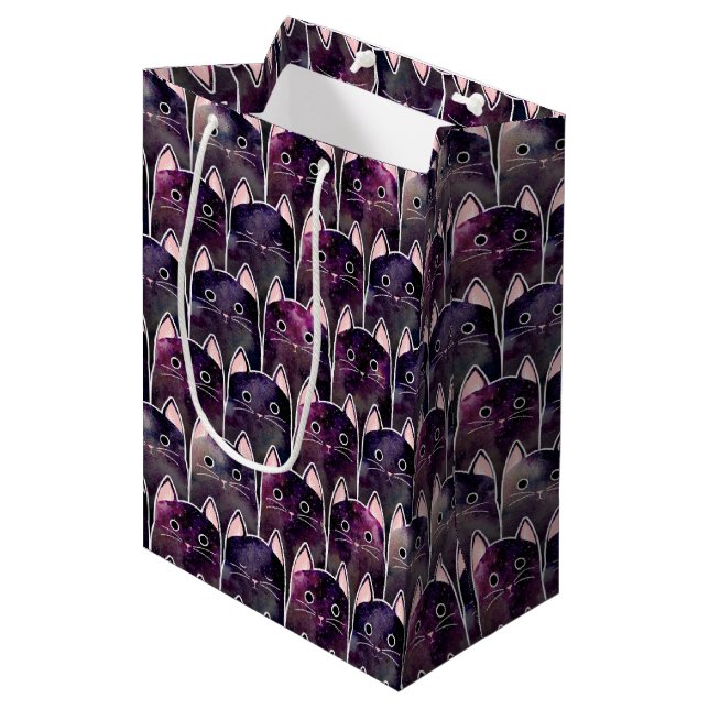 Sac Cadeau Moyen Beaucoup de Motif de chats galaxy (Devant Angle)