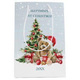 Sac Cadeau Moyen Bébé 1er Ours en peluche de Noël