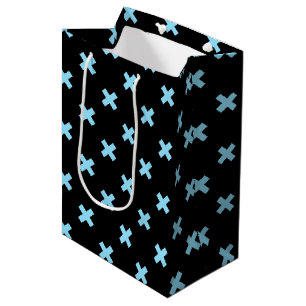 Sac Cadeau Moyen Bébé croix bleu coutures sur noir