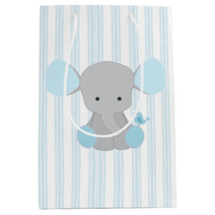 Sac Cadeau Moyen Bel éléphant de bleu de bébé