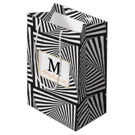 Sac Cadeau Moyen Belle illusion optique en spirale blanche noire