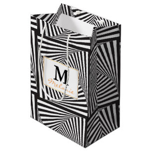 Sac Cadeau Moyen Belle illusion optique en spirale blanche noire
