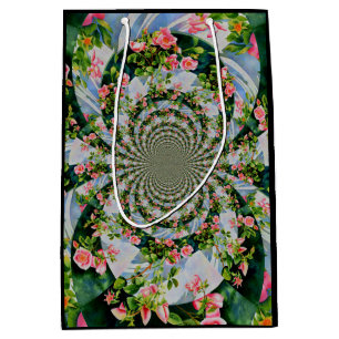 Sac Cadeau Moyen Belle roses roses rouges rétro aquarelle fleurie