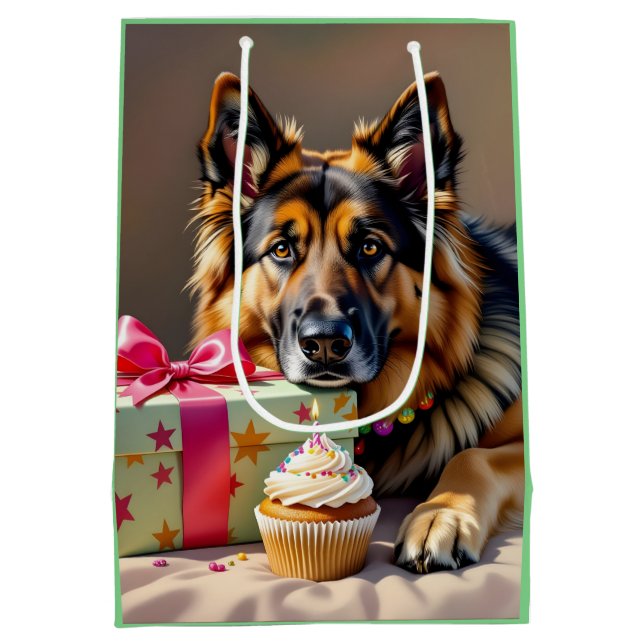 Sac Cadeau Moyen berger allemand Anniversaire (Dos)
