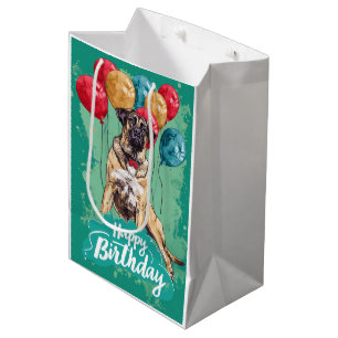 Sac Cadeau Moyen Berger d'Anatolie avec Ballons Anniversaire