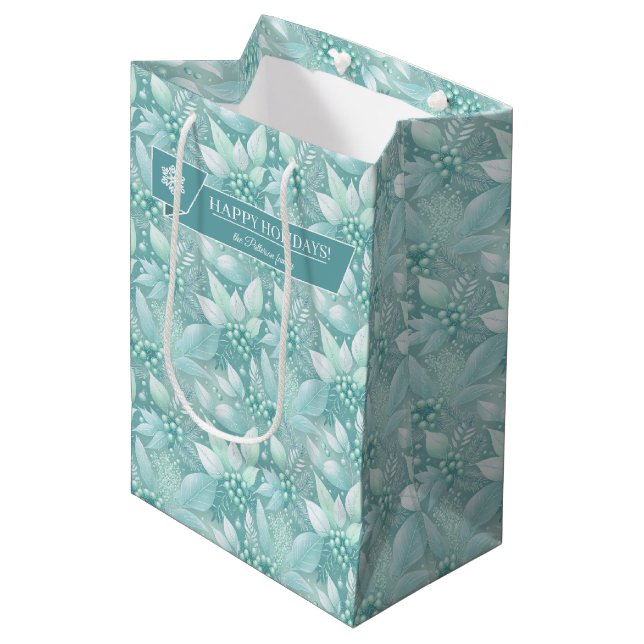 Sac Cadeau Moyen Berries de Noël côtier Motif #7 ID1009 (Devant Angle)