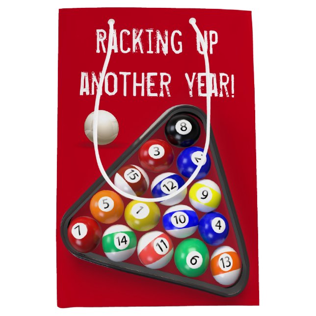 Sac Cadeau Moyen Billiard Balls d'anniversaire en rouge (Devant)