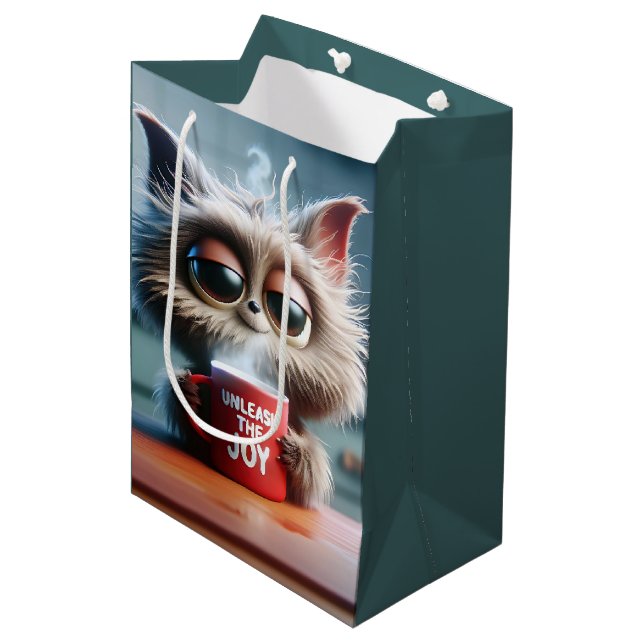 Sac Cadeau Moyen Birthday Cat With Fun Text On a Coffee Mug (Devant Angle)